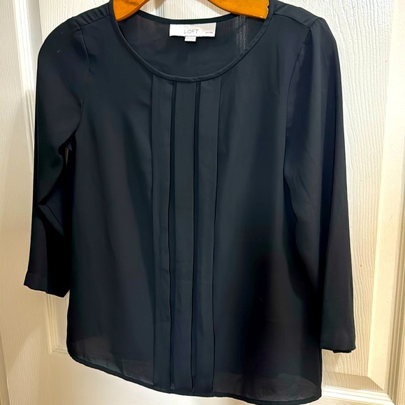 Loft Black Blouse with 3/4 sleeves - Picture 1 of 2